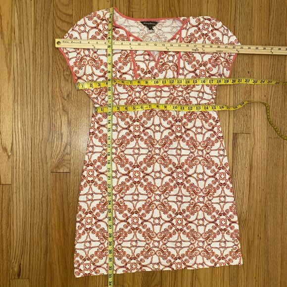 Tommy Bahama Mini Dress Size Small Pink White V Neck Short Sleeve Cotton Printed - Picture 5 of 9